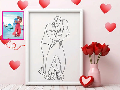 Personalized Valentine’s Line Art Custom Portrait